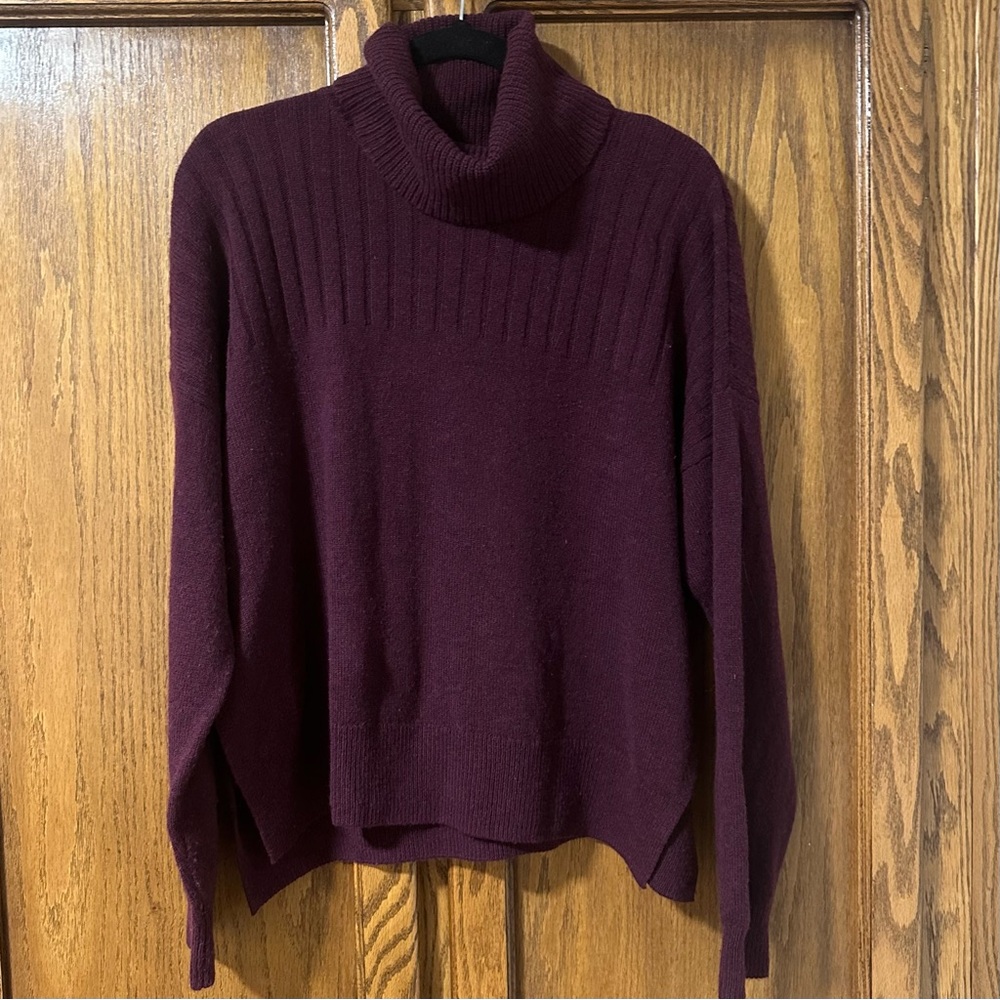 Madewell Women's Burgundy Wool Blend Turtleneck Sweater Sz M